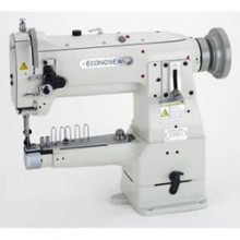 This is a specialized industrial machine featuring a narrow cylinder arm (often called a "pico" or "piping" cylinder) combined with a vertical-axis hook and a vertical-axis bobbin case. It's designed for heavy-duty sewing in tight spaces, such as piping, binding, and attaching trims to cylindrical items .