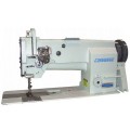 the Consew Premier 1255RB industrial lockstitch machine for you! It's a heavy-duty, single-needle machine designed for sewing a wide variety of materials, from light to heavy, thanks to its versatile compound feed system . The package includes an assembled table and servo motor.