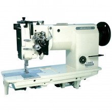 The Highlead GC20528 Series consists of industrial, twin-needle, lockstitch machines. They are known for their split needle bar design, which allows for both simultaneous and single-needle sewing, making them ideal for corners and curved seams in garments like jeans, jackets, and upholstery
