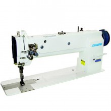 The Consew Premier 2339RBLH-18 is a specialized, heavy-duty industrial sewing machine designed for sewing thick, bulky materials like upholstery, auto interiors, and marine canvas. Its defining features are the 18" long arm, double needle capability, and a compound walking foot system