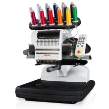 The BERNINA E 16 is a professional-grade, 16-needle embroidery machine designed for high-volume production and exceptional stitch quality, making it suitable for home studios, small businesses, and commercial environments