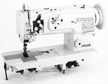 These machines are designed for sewing medium to heavy materials like denim, leather, and canvas with two parallel rows of stitches .