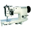 The Highlead GC20528 Series consists of industrial, twin-needle, lockstitch machines. They are known for their split needle bar design, which allows for both simultaneous and single-needle sewing, making them ideal for corners and curved seams in garments like jeans, jackets, and upholstery